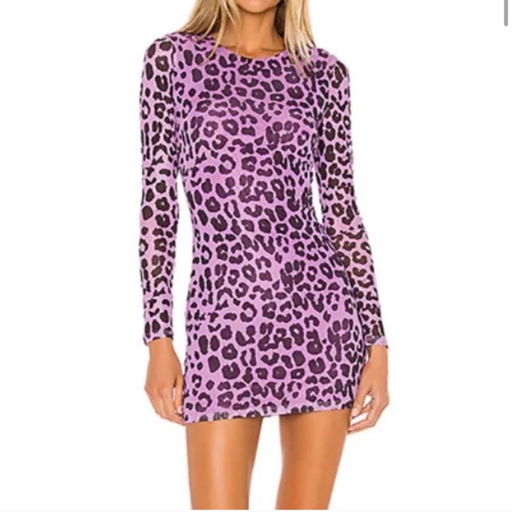 NWT Lovers + Friends Revolve Sasha Leopard Long Sleeve Mini Dress